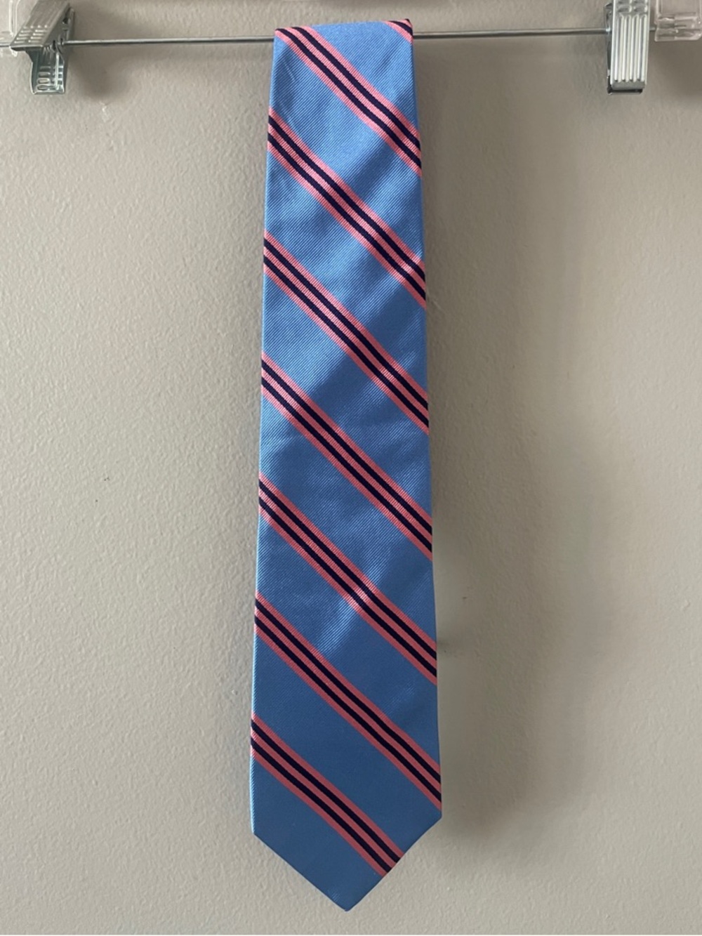 Brooks Brothers | Classic Blue and Pink Striped 100% Silk Men’s Tie